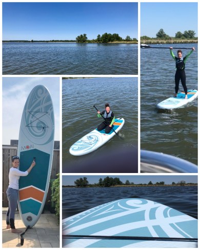 Moai supboard in het water.